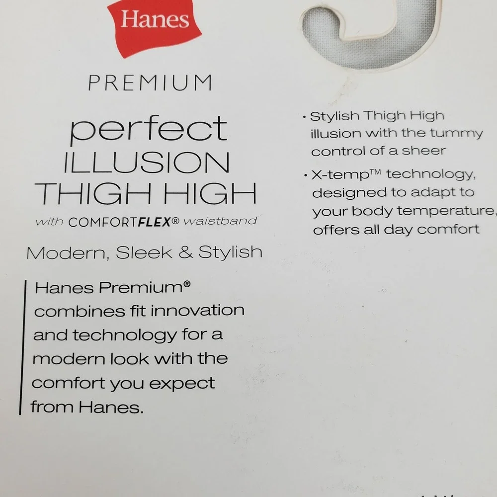 Hanes Women Small Premium Perfect Illusion Thigh High Tights 2pk Black 40 Denier